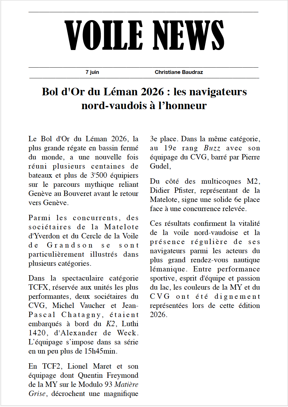 Lire la suite à propos de l’article Bol d’Or du Léman
