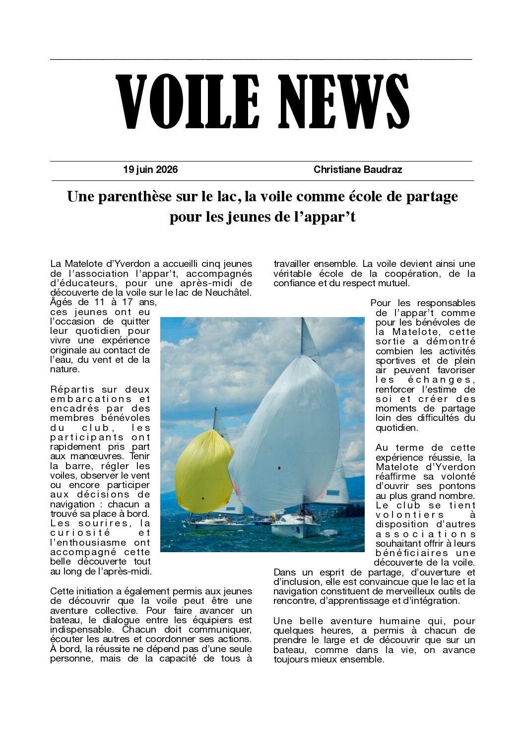 Lire la suite à propos de l’article La voile pour grandir