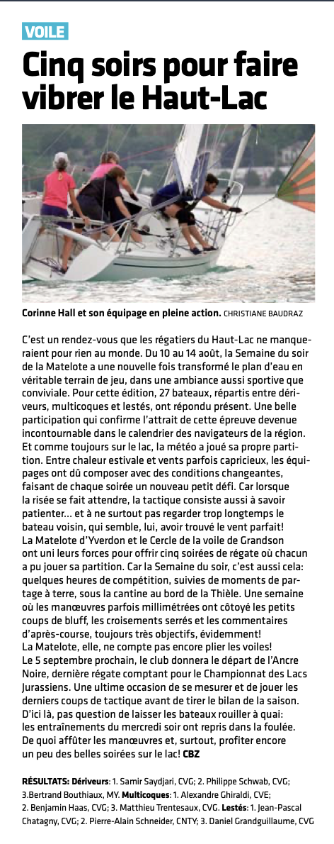Lire la suite à propos de l’article Semaine du soir MY-CVG