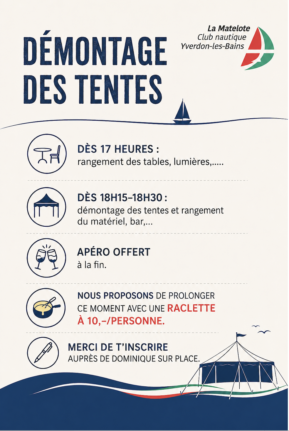 Lire la suite à propos de l’article Démontage des tentes